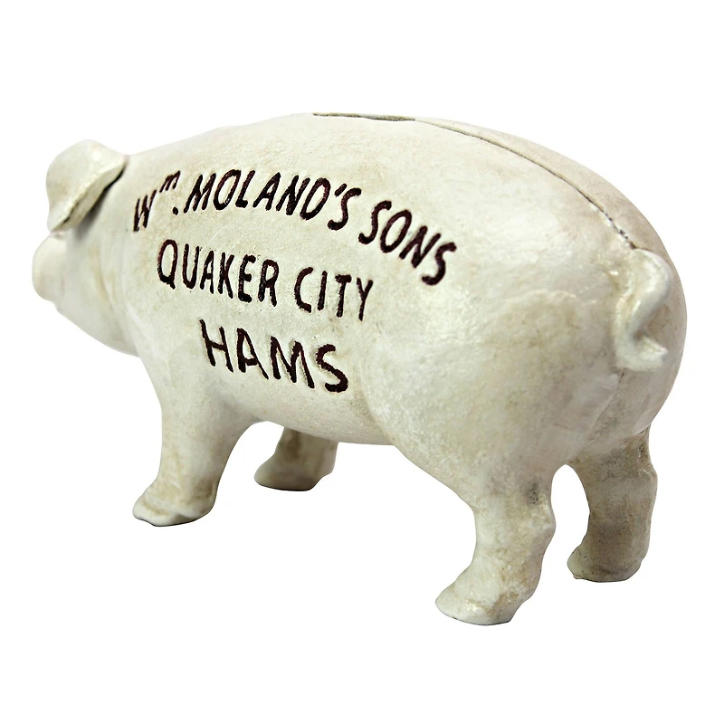 7.5" Quaker City Hams Pig Metal Coin Bank