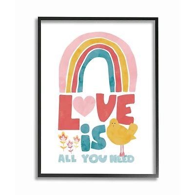 Stupell Industries Rainbow Love is All You Need Wall Accent with Black Frame