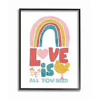 Stupell Industries Rainbow Love is All You Need Wall Accent with Black Frame