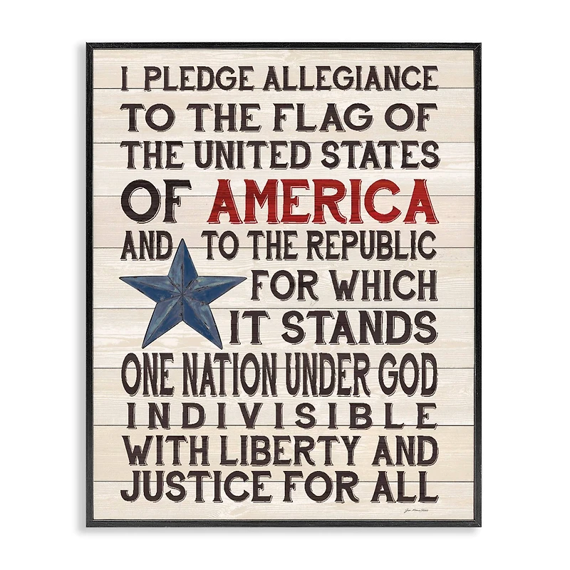 Stupell Industries Pledge of Allegiance Patriotic Framed Giclee Art
