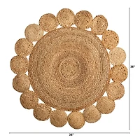 3ft. x 3ft. Hand Braided Mandala Jute Round Rug