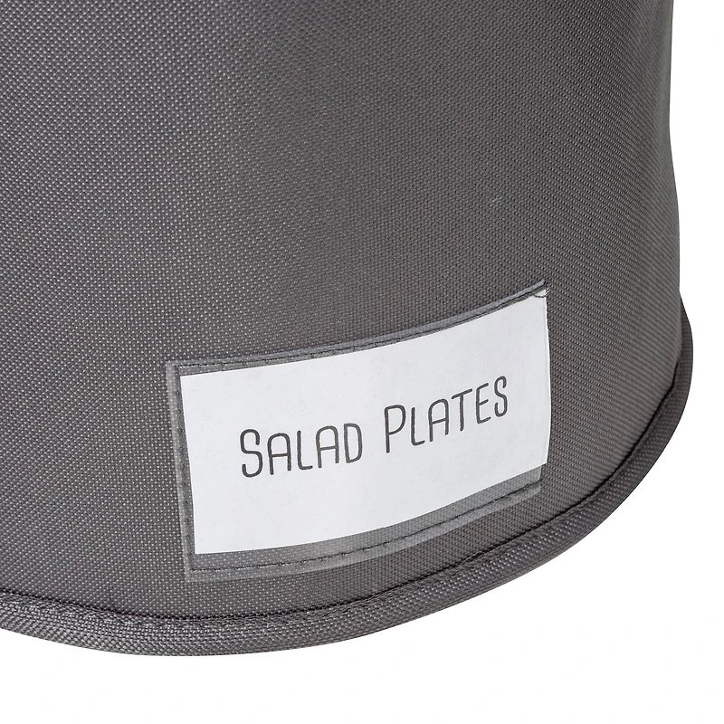 Honey Can Do 12" Gray Round Dinnerware Storage Box