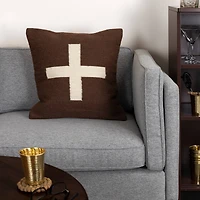 Hello Honey® Brown & Natural Swiss Cross Cotton Wool Throw Pillow