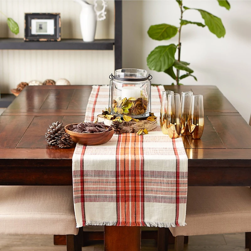DII® 72" Pumpkin Spice Plaid Table Runner