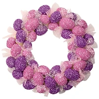 Glittered Pink and Purple Easter Egg Wreath 20" Unlit