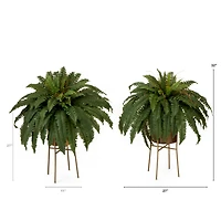 32" Artificial Boston Fern Plant with Metal Planter with Stand