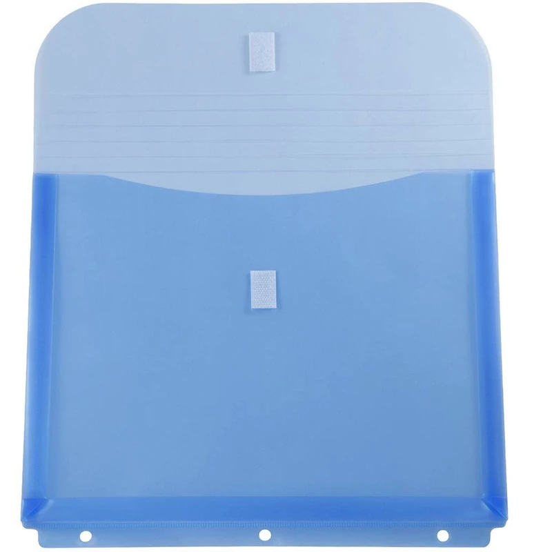 JAM Paper 9.75" x 11.5" Assorted Plastic Hook & Loop 3 Hole Punch Binder Envelopes with Expansion, 12ct.