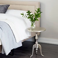 22" Silver Aluminum Traditional Accent Table