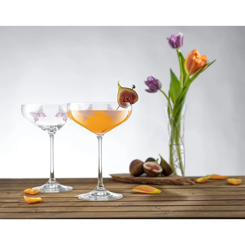 JoyJolt® 14oz. Meadow Butterfly Crystal Martini Glass Set, 2ct.