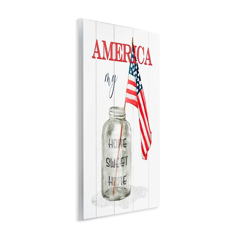 Stupell Industries America My Home Sweet Home Patriotic Country Flag Wall Plaque Art