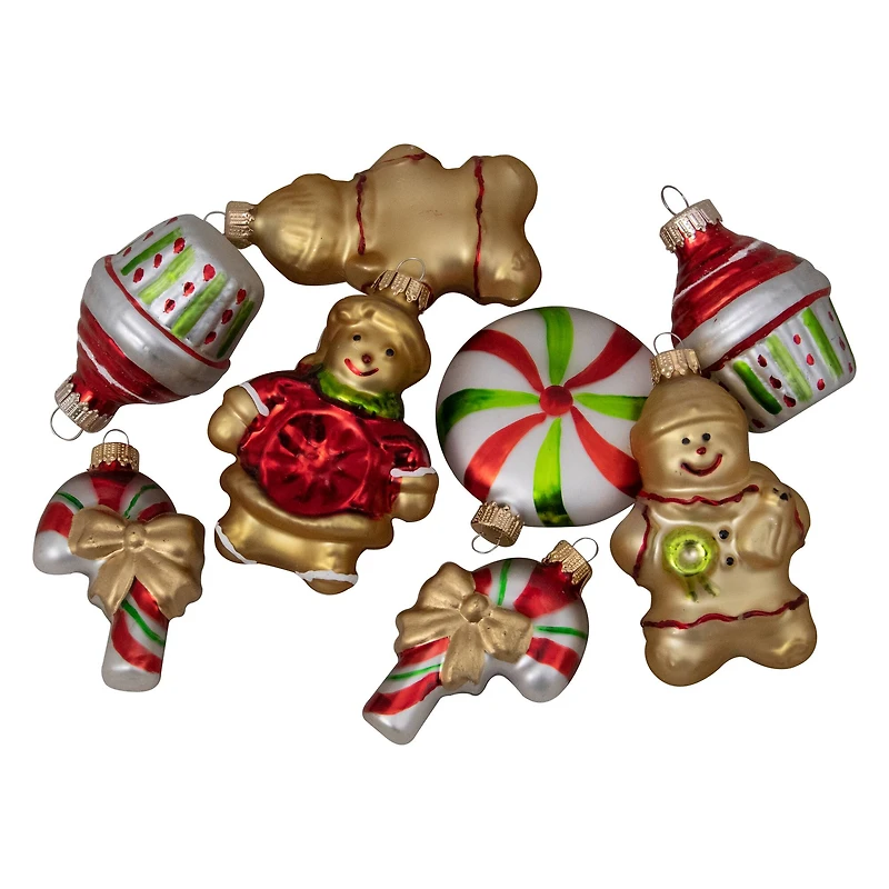 8ct. 3" Gingerbread Men & Sweet Treats Glass Ornaments