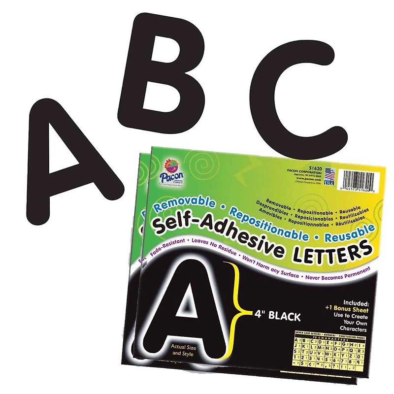 Pacon® 4" Black Puffy Self-Adhesive Letters, 2 Packs of 78