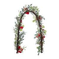 Glitzhome® 6FT Christmas Red Mangnolia & Berry Garland