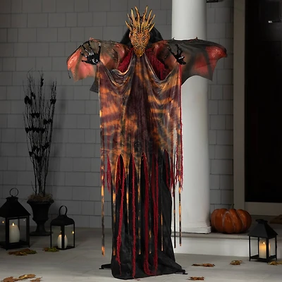 Lighted and Animated Standing Dragon Man with Sound Halloween Figure - 5.75'