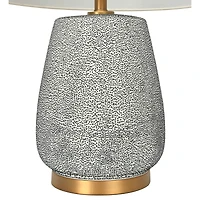 Hello Honey® 26'' Textured Blue Glaze Ceramic Table Lamp with Natural Linen Shade