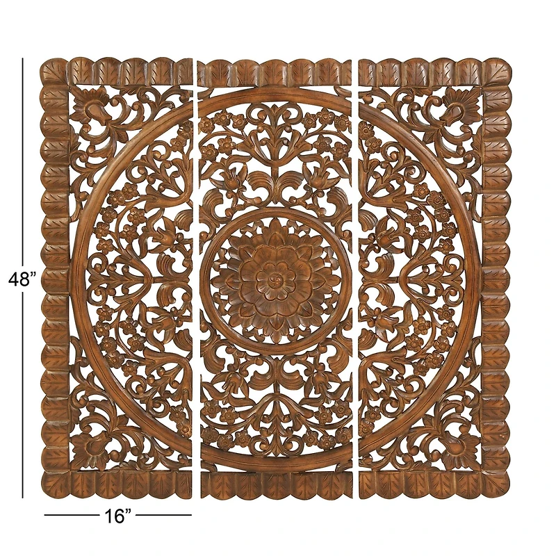 Brown Wood Traditional Wall Décor Set