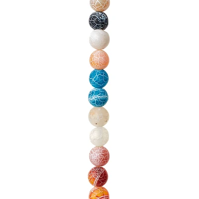 12 Packs: 22 ct. (264 total) Matte Multicolor Crackled Agate Round Beads, 8mm by Bead Landing™