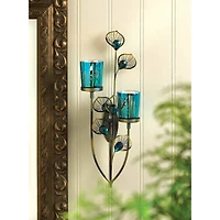 14.5" Peacock Plume Candle Wall Sconce