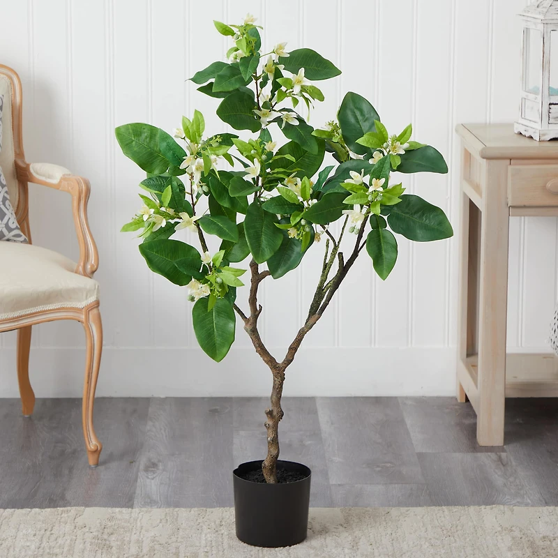 4ft. Potted Grapefruit Flower Artificial Tree