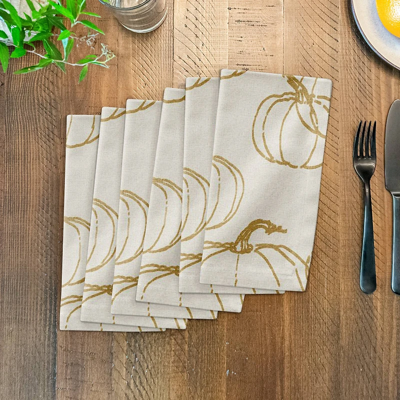 Mustard Yellow Multi Pumpkin Pattern Cotton Twill Napkin