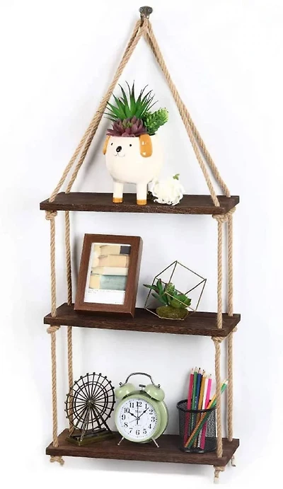 NEX™ Liantral 3-Tier Wood & Rope Hanging Shelves