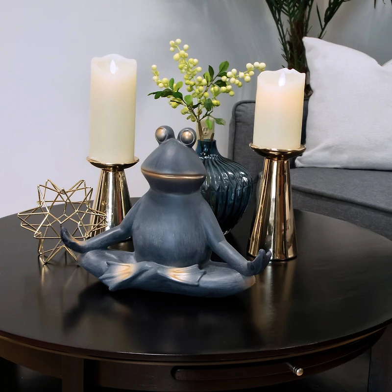 12" Frog in Lotus Yoga Position Garden Statue
