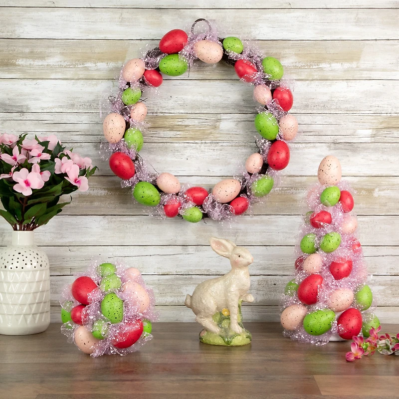 3-Piece Speckled Easter Egg Tree Ball and Wreath Set