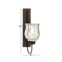 Brown Mango Wood Traditional Candle Wall Sconce, 21" x 9" x 4"