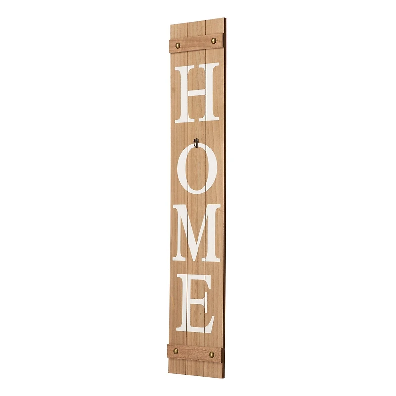 Glitzhome 42"H Wooden Brown "HOME" Porch Sign with 3 Changable Wreaths