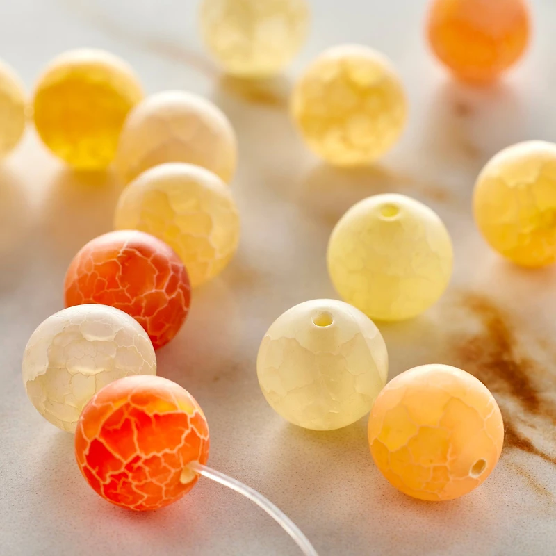 12 Pack: Orange Crackle Agate Round Beads, 10mm by Bead Landing™