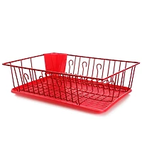 MegaChef 17.5" Red 14 Plate Position Dish Rack