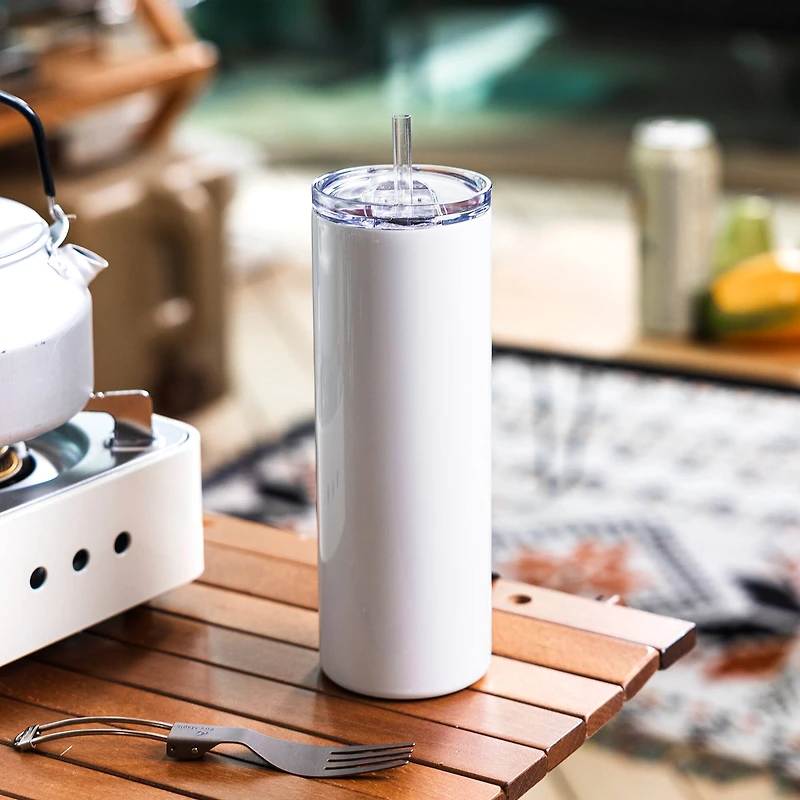 18.5oz. Skinny Sublimation Tumbler with Straw by Make Market®