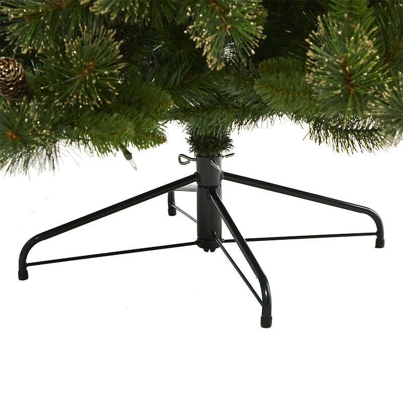 7.5ft. Pre-Lit Golden Tip Washington Pine & Pinecones Artificial Christmas Tree with Clear Lights