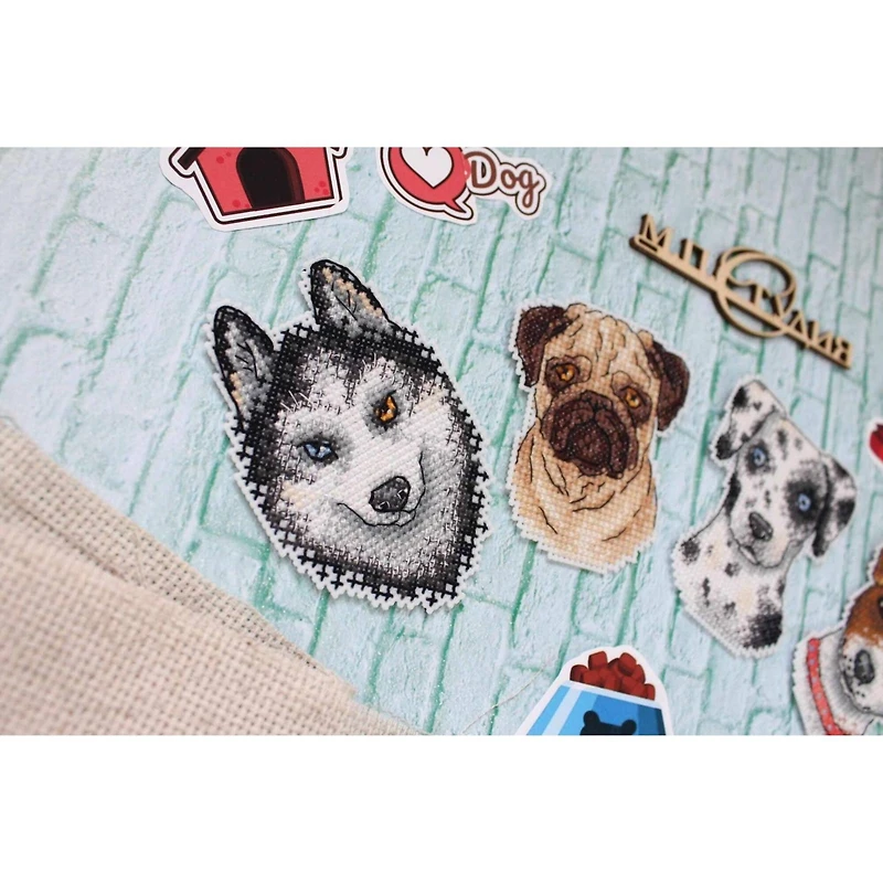 MP Studia Who Said Woof? Magnets Plastic Canvas Counted Cross Stitch Kit