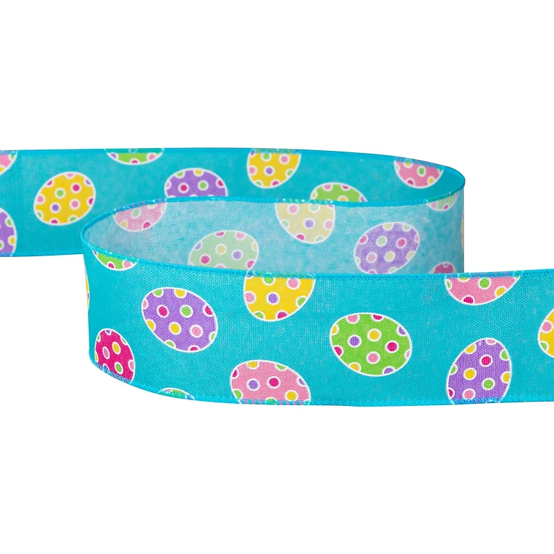 2.5" x 10yd. Blue Easter Egg Spring Wired Craft Ribbon