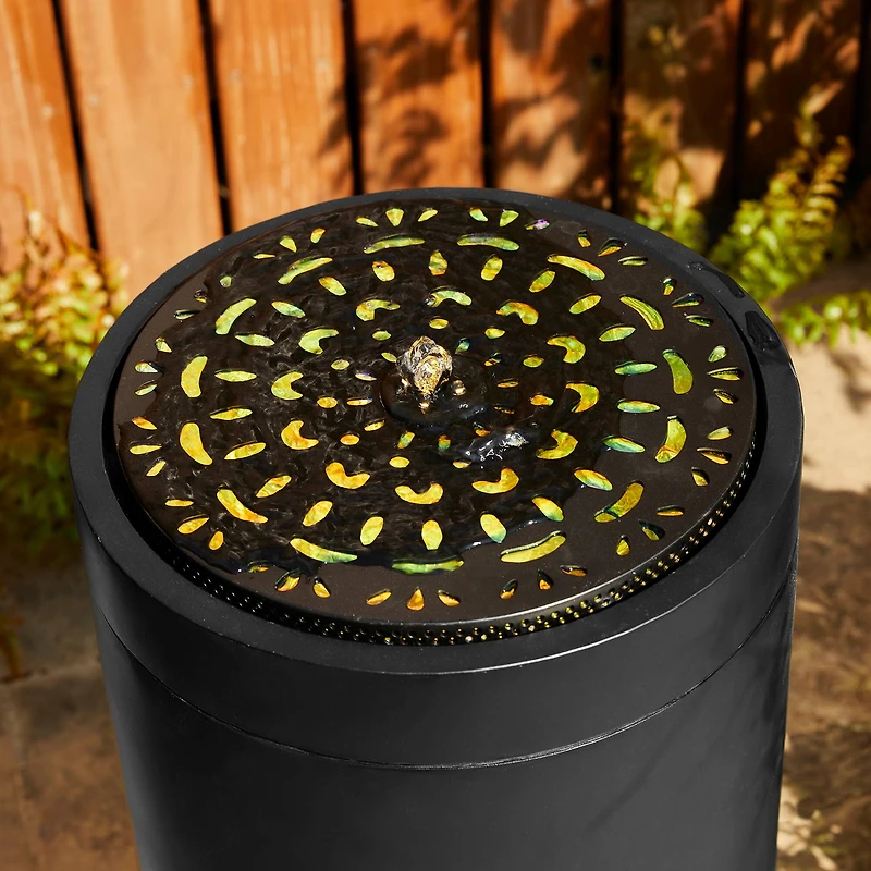 Glitzhome® 24" Metal LED Cutout Pattern Outdoor Fountain