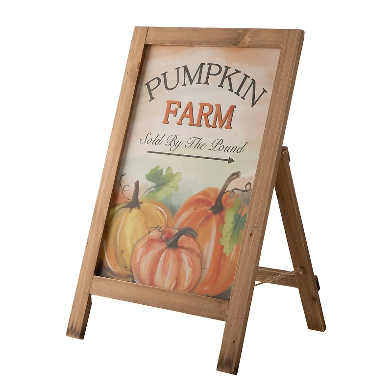 24" GlitzHome® Pumpkin Farm Wooden Porch Sign
