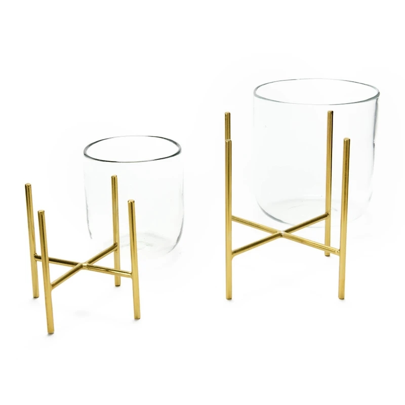 Hello Honey® Gold Finish Vases & Candle Holders With Metal Stands Set
