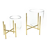 Hello Honey® Gold Finish Vases & Candle Holders With Metal Stands Set