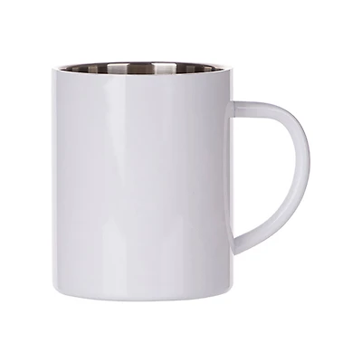 Craft Express 15oz. White Stainless Steel Mug, 6ct.