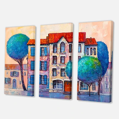 Designart - House With Red Roof and Colorful Autumn Trees