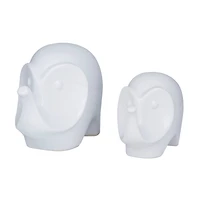 Set of 2 White Stoneware Contemporary Sculpture, 7", 6"