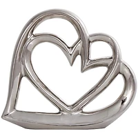10" Silver Ceramic Heart Abstract Overlapping Sculpture