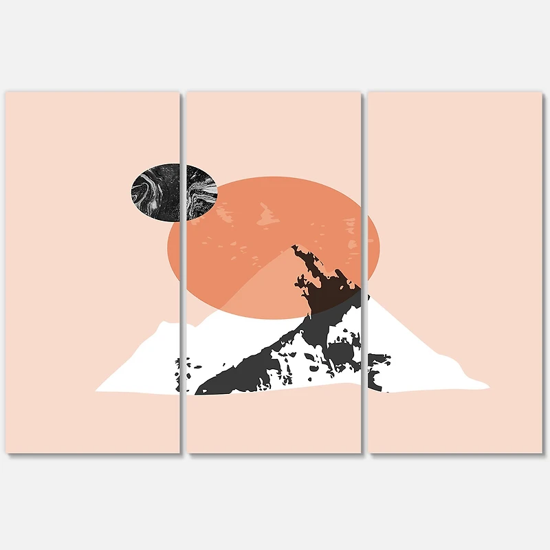 Designart - Modern Minimalist Mountain Sun and Moon