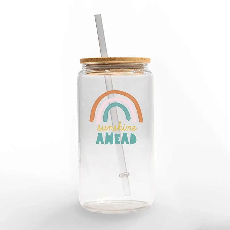 16oz. Sunshine Ahead Glass Can Cup