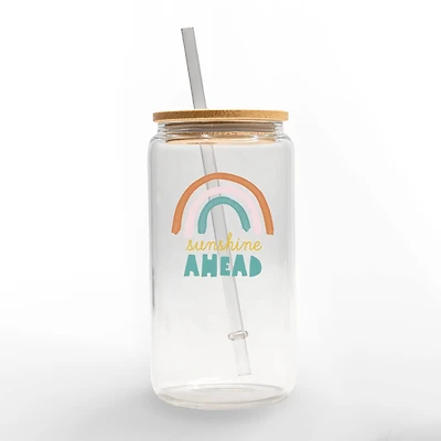 16oz. Sunshine Ahead Glass Can Cup