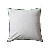 Hello Honey® 18" Embroidered Merry Christmas Deer Cotton Slub Throw Pillow with Pom Pom Trim