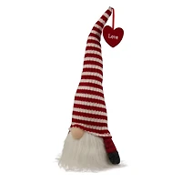 13.5" Lighted Red & White Striped Hat Valentine's Day Gnome
