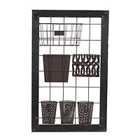 32" Brown Metal Farmhouse Magazine Rack Holder