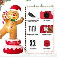Glitzhome® 6ft. Lighted Inflatable Rotating Gingerbread Man Décor